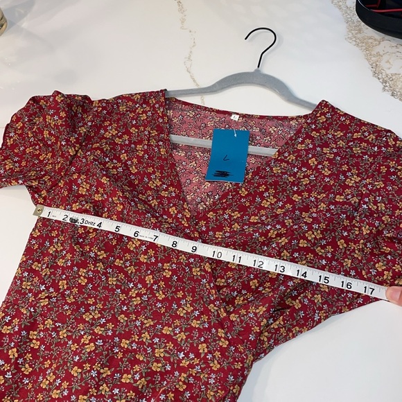 Floral Wrap Dress in Brick Red - Picture 4 of 5